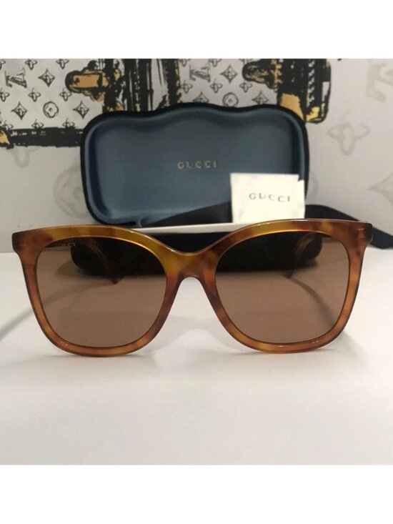 New Authentic Gucci GG1071S 003 Havana Cat-Eye Sunglasses Brown Lenses main image 5